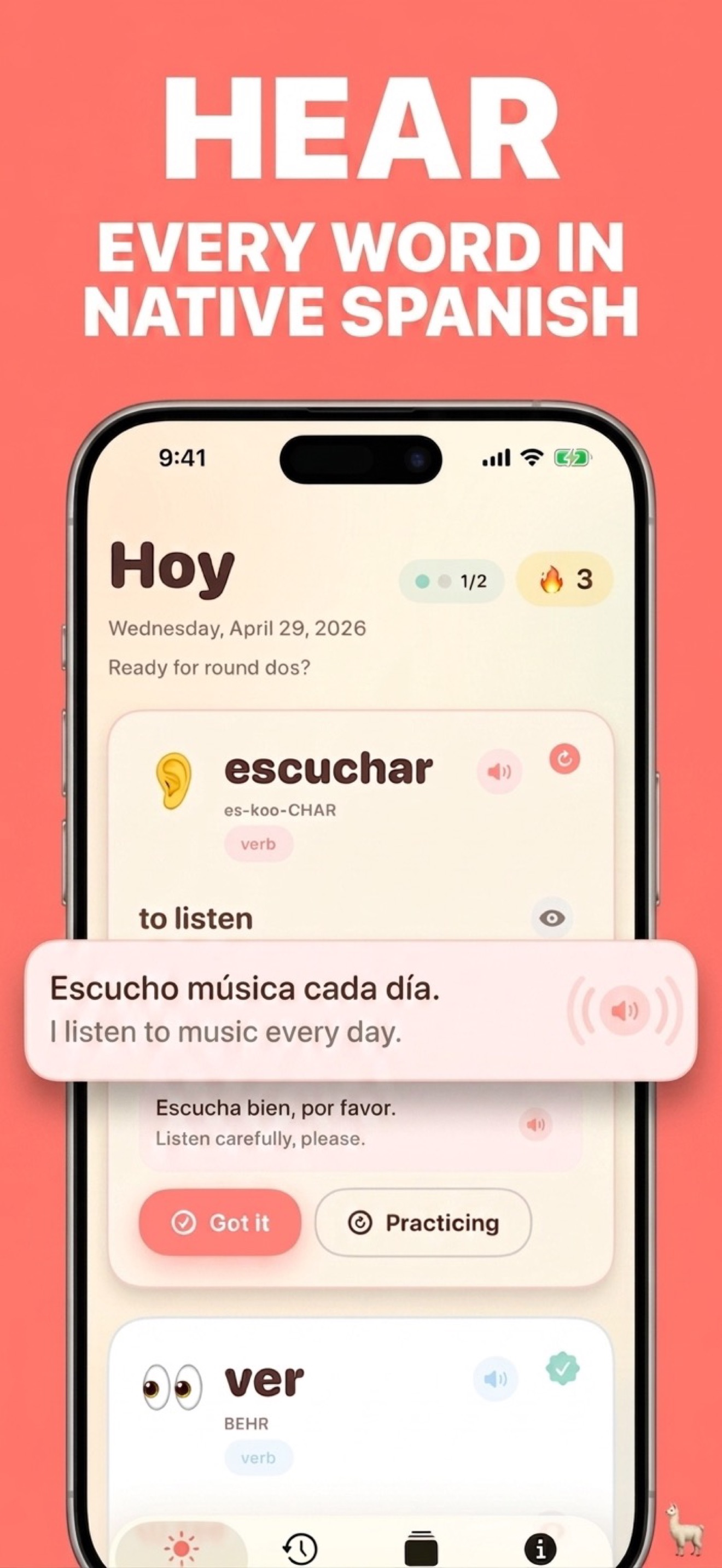 Pantalla de pronunciación
